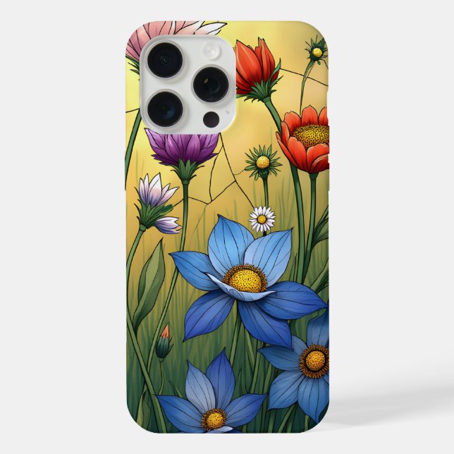 Hartglas Florals iPhone 15 Pro Max Hülle (Rückseite)