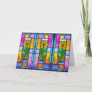 Hartglas Gelbe Daisy-Karte Dankeskarte