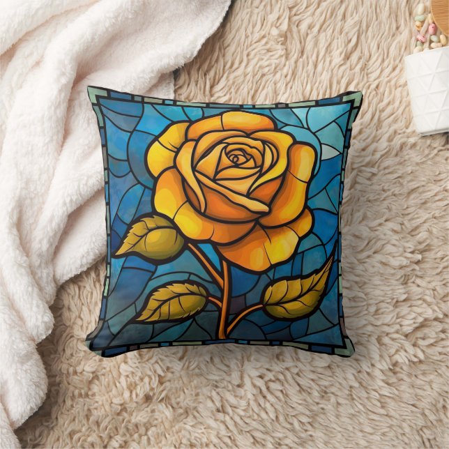Hartglas Gelbe Rose Kissen (Decke)