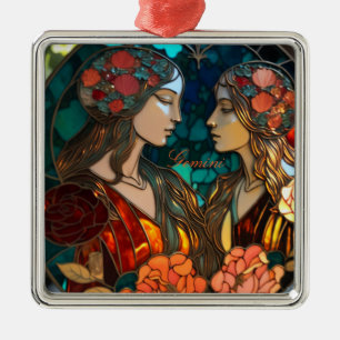 Hartglas Gemini Zodiac Ornament Aus Metall