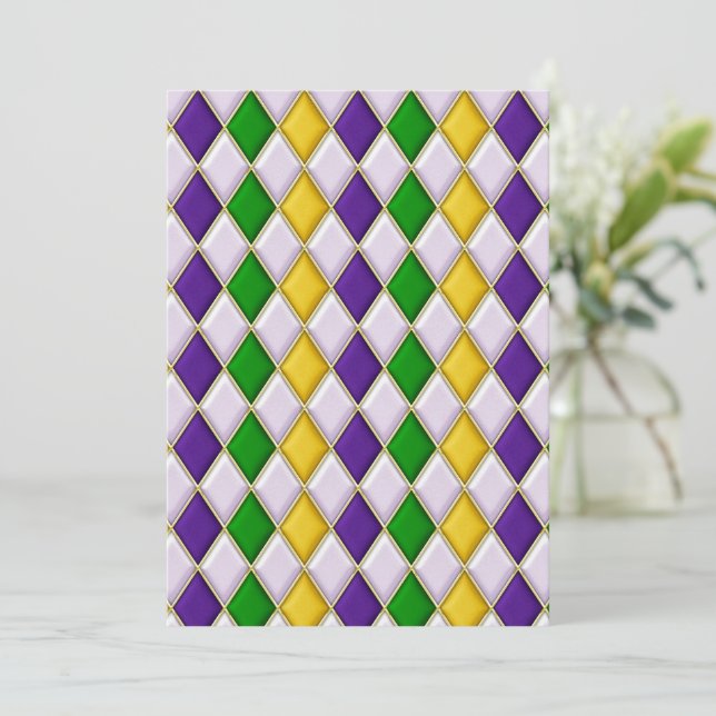 Hartglas Harlequin Feiertagskarte (Stehend Vorderseite)