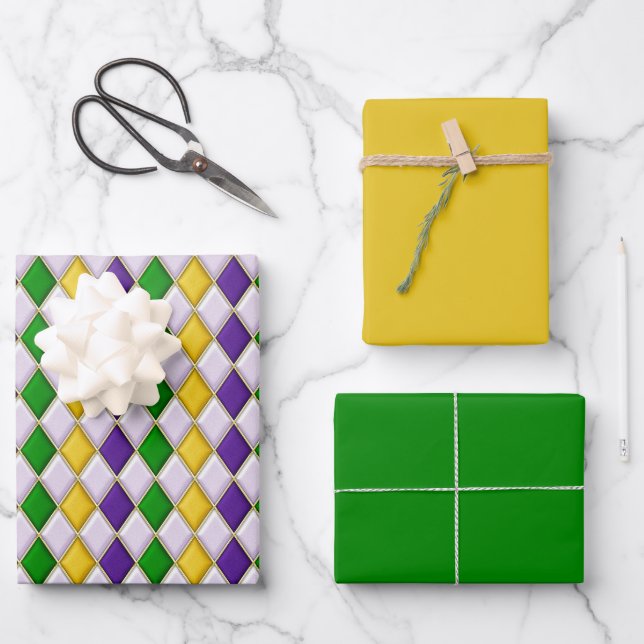 Hartglas Harlequin Geschenkpapier Set (Vorderseite)