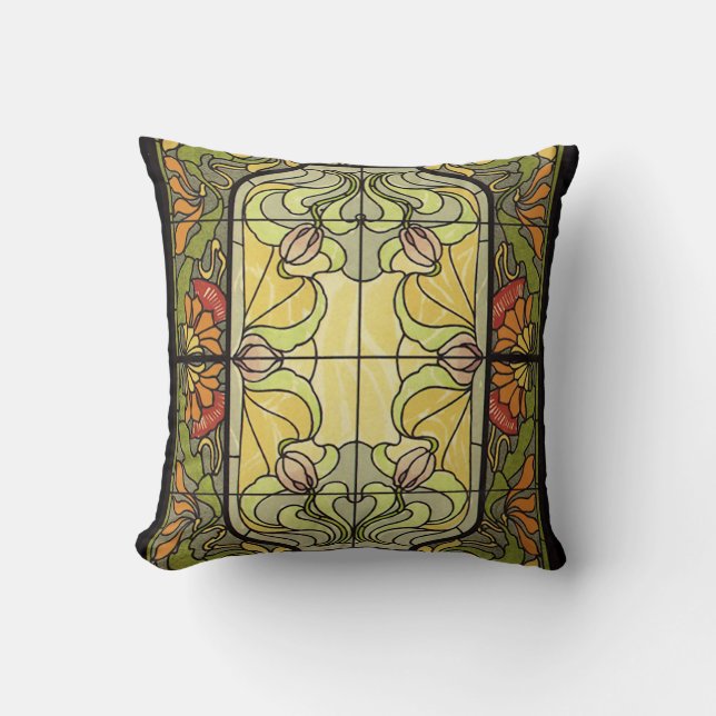 Hartglas in Moss und Orange Kissen (Vorderseite)