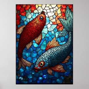 Hartglas Koi Harmony Poster