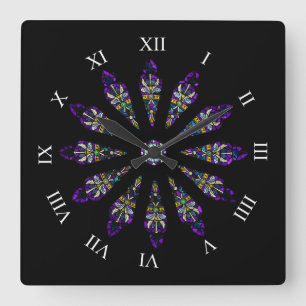 Hartglas-Mandala-Mauer-Uhr Quadratische Wanduhr