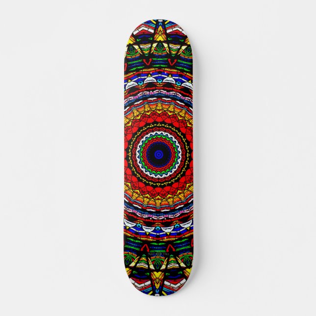 Hartglas Mandala Skateboard (Vorne)