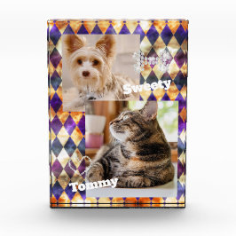 Hartglas Misty Lila Gold Fotoblock