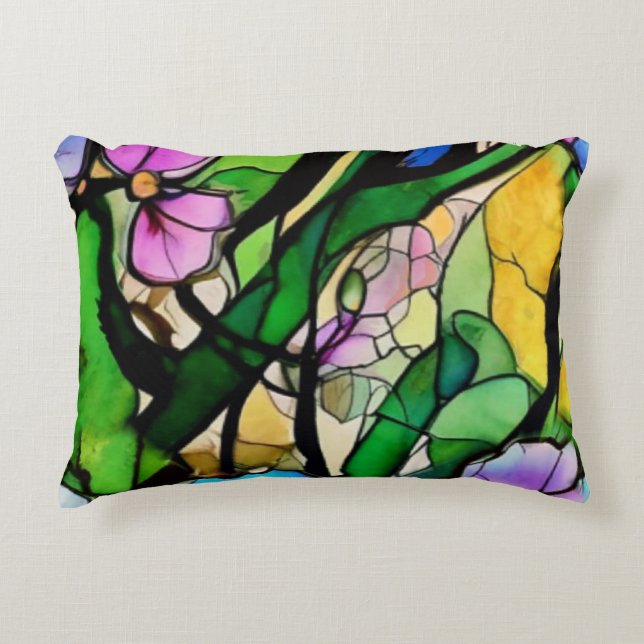 Hartglas. Moderne florale Kunst. Dekokissen (Vorderseite)