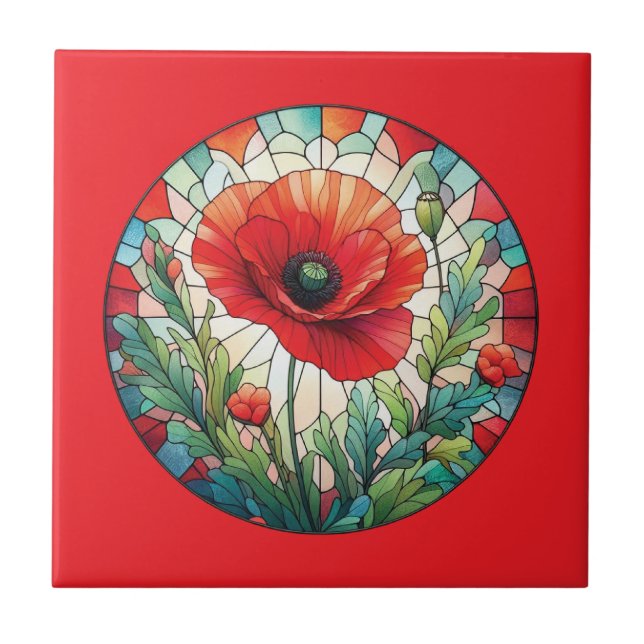 Hartglas Poppy Fliese (Vorderseite)