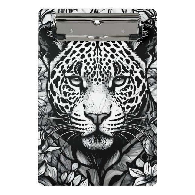 Hartglas Schwarzweißleopard Mini Klemmbrett (Vorderseite)