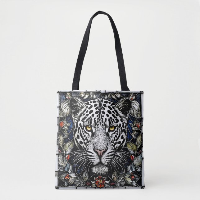 Hartglas Schwarzweißleopard Tasche (Vorderseite)