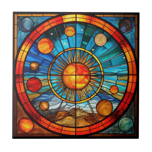 Hartglas-Solarsystem Fliese (Vorderseite)