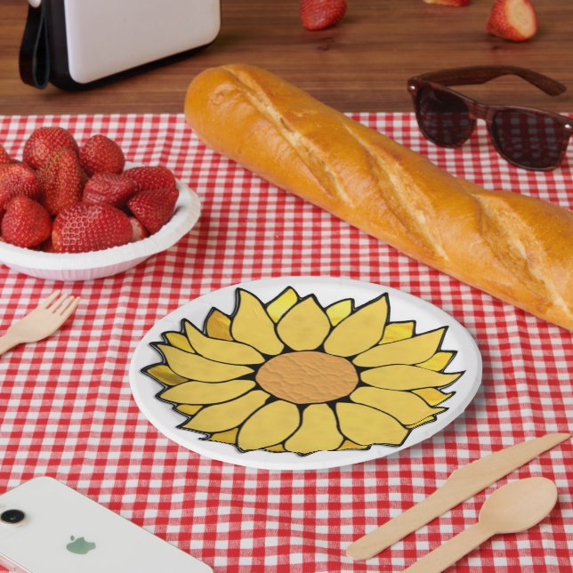 Hartglas Sonnenblumenplatte Pappteller (Picknick)