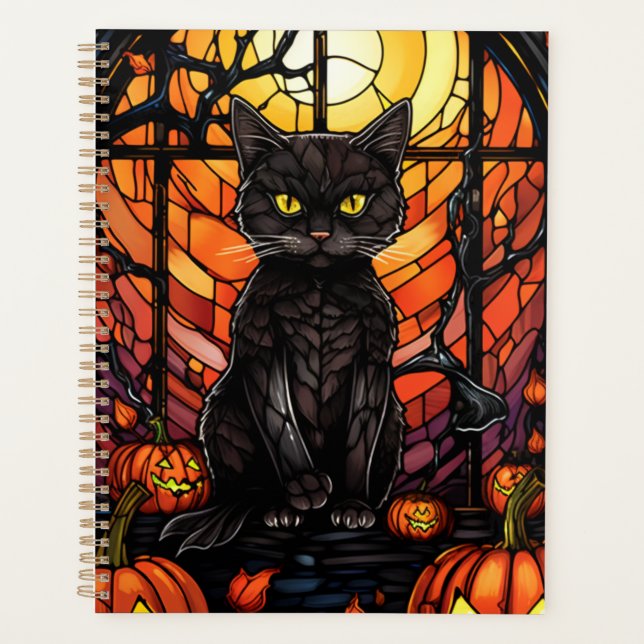 Hartglas Spooky Black Cat Planer (Vorderseite)