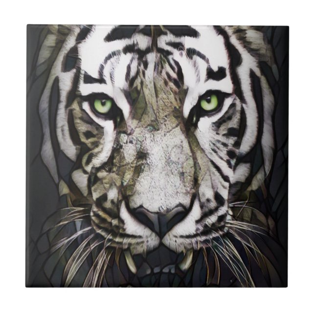 Hartglas White Tiger Fliese (Vorderseite)