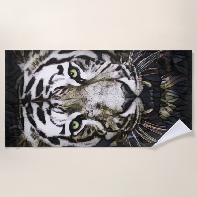 Hartglas White Tiger Strandtuch (Vorderseite)