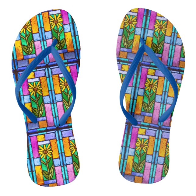 Hartglas Yellow Daisy Flip Flops (Fußbett)
