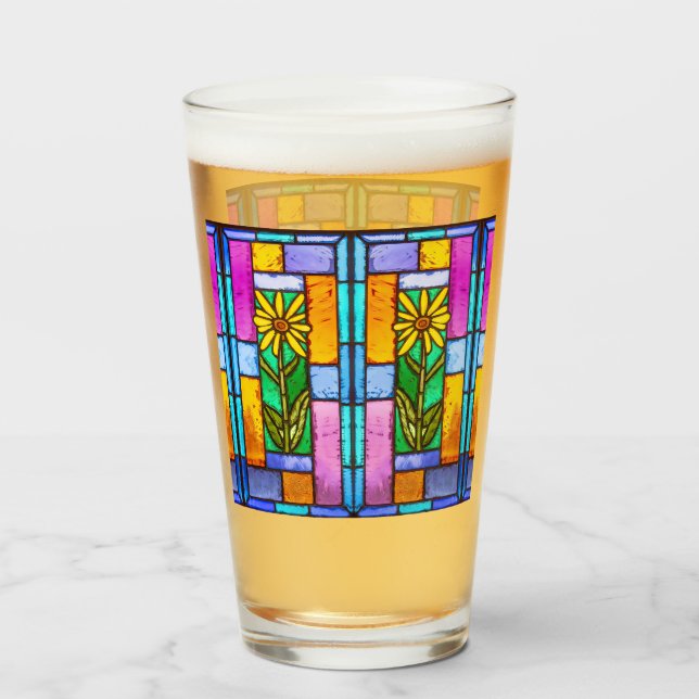 Hartglas Yellow Daisy Glas (Vorne (Gefüllt))