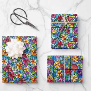 Hartglasflur und -leder Nahtlose Muster Geschenkpapier Set
