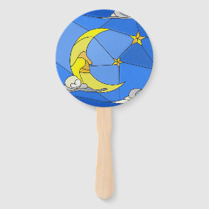Hartglasmond, Stars und Wolken Handfan Fächer