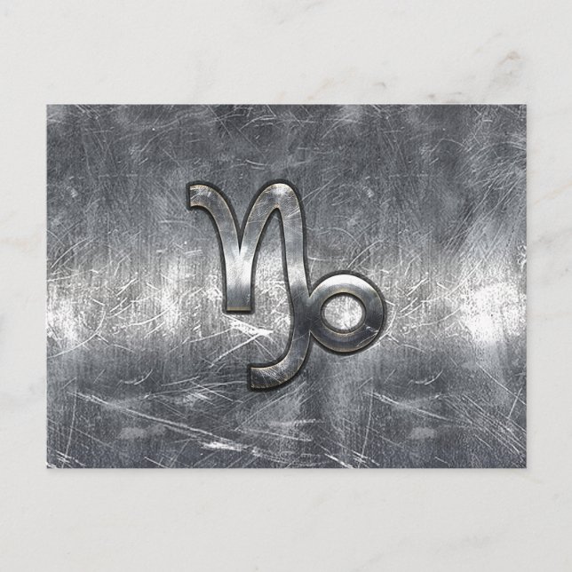 Hartkorn Zodiac Symbol Stresste Stahldekor Postkarte (Vorderseite)