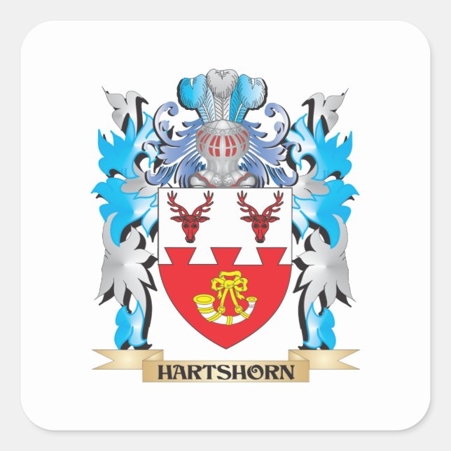 Hartmantel mit Waffen - Familienwappen Quadratischer Aufkleber (Vorderseite)