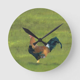 Hartnäckiger Wecker - Hahn-Bauernhof-Entwurf Runde Wanduhr