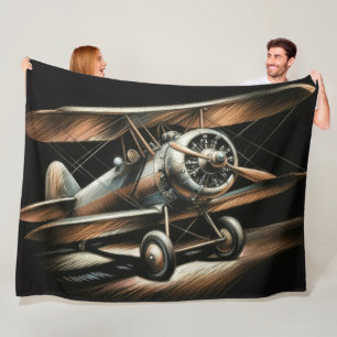 Hartpastellflugzeug aus antiker Biplane Fleecedecke