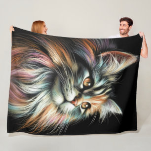Hartpastellkatze auf schwarz fleecedecke