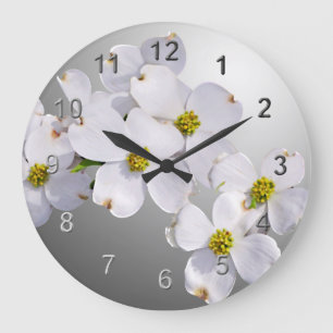 Hartriegel-Blumen Große Wanduhr