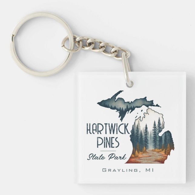 Hartwick Pines Staat Park Souvenir Geschenk Schlüsselanhänger (Vorderseite)