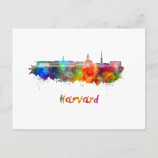 Harvard skyline im Watercolor Postkarte (Vorderseite)