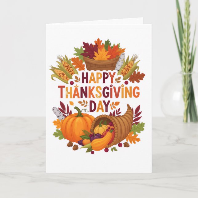 Harvest Blessings — Happy Thanksgiving Day Card Karte (Vorderseite)