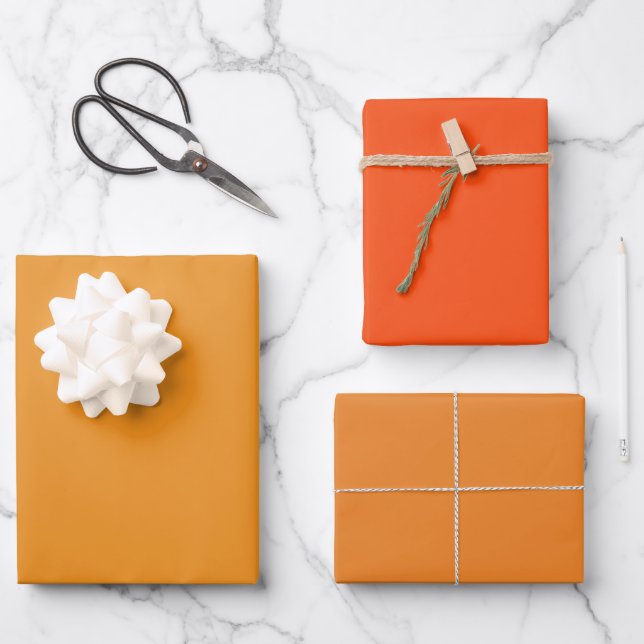 Harvest Charm Sunset Orange Shades 3 Tones Geschenkpapier Set (Vorderseite)