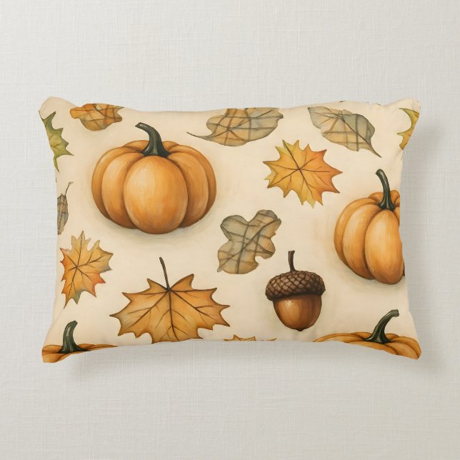 Harvest Doodle Delight | Niedlicher Herbstmuster-T Dekokissen (Vorderseite)