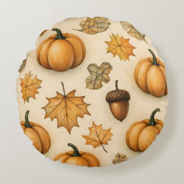 Harvest Doodle Delight | Niedlicher Herbstmuster-T Rundes Kissen