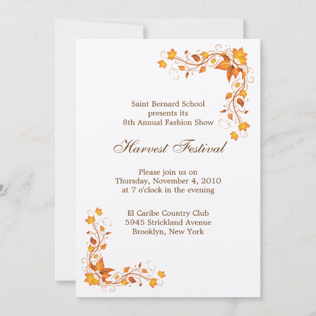 Harvest Festival Invitation Card (Devant)