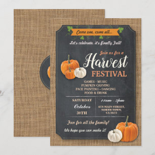 Harvest Festival Pumpkin Rustikale Chalk Einladung