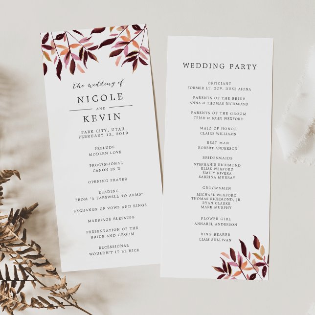 Harvest Foliage Hochzeitsprogramm Programm (Von Creator hochgeladen)