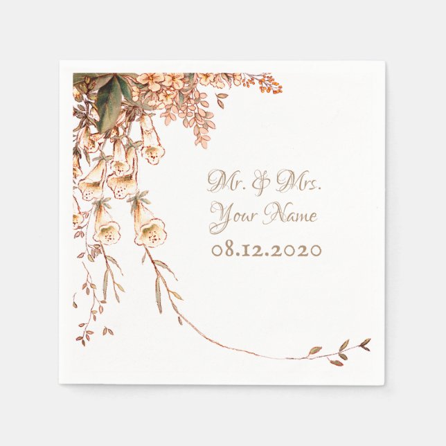 Harvest Garland Script Elegante Hochzeit im Herbst Serviette (Vorderseite)