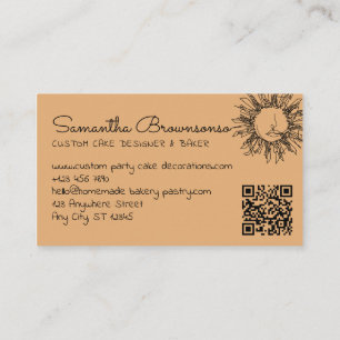 Harvest Gold Celestial Sun Face QR-Code Visitenkarte