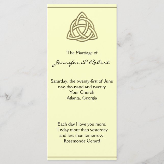 Harvest Gold Celtic Knot Wedding Program Programm (Vorderseite)