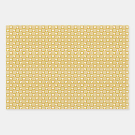 Harvest Gold Gingham Heart Patch Plaid Geschenkpapier Set