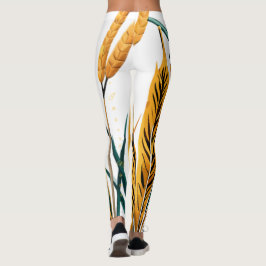 Harvest Harmony: Ein Weizenmuster auf einer weißen Leggings