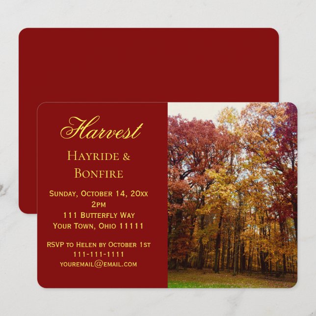 Harvest Hayride et Bonfire Invitation (Devant / Derrière)