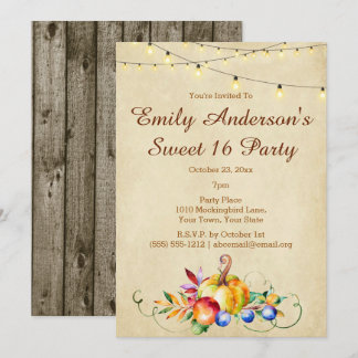 Harvest Lights Sweet 16 Geburtstag Einladung
