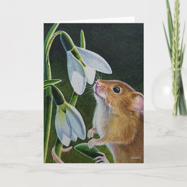Harvest Maus riecht nach Schneeröcken Wasserfarben Karte (Vorderseite)