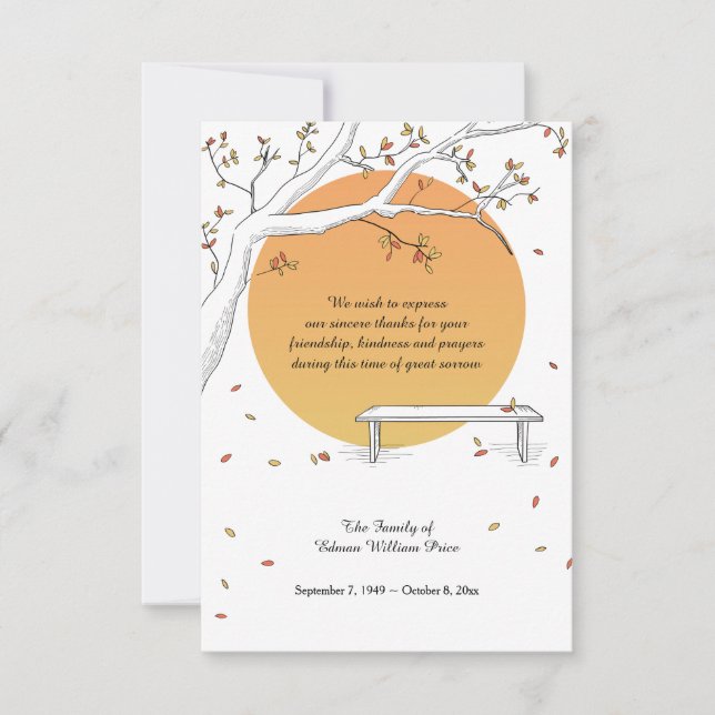Harvest Moon Bereavement Danke Karte (Vorderseite)