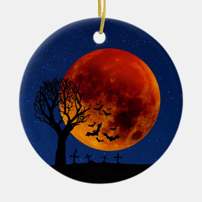Harvest Moon Halloween Keramik Ornament (Vorne)