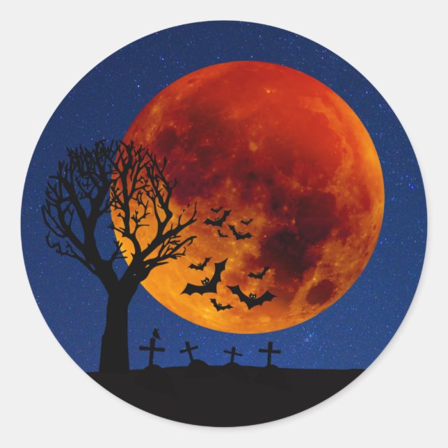 Harvest Moon Halloween Runder Aufkleber (Vorderseite)